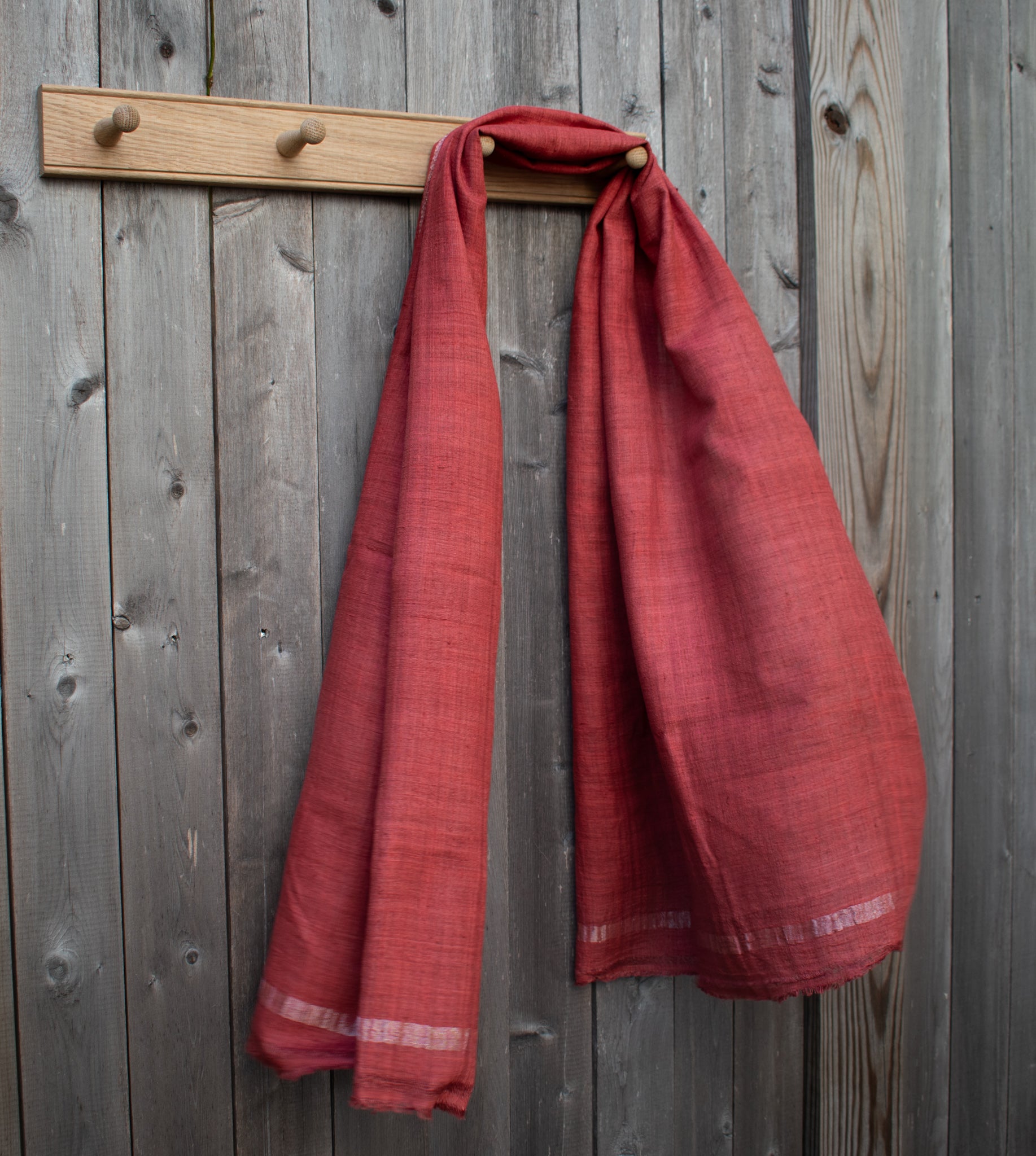 Matka Peace Silk Scarf — Madder — draped