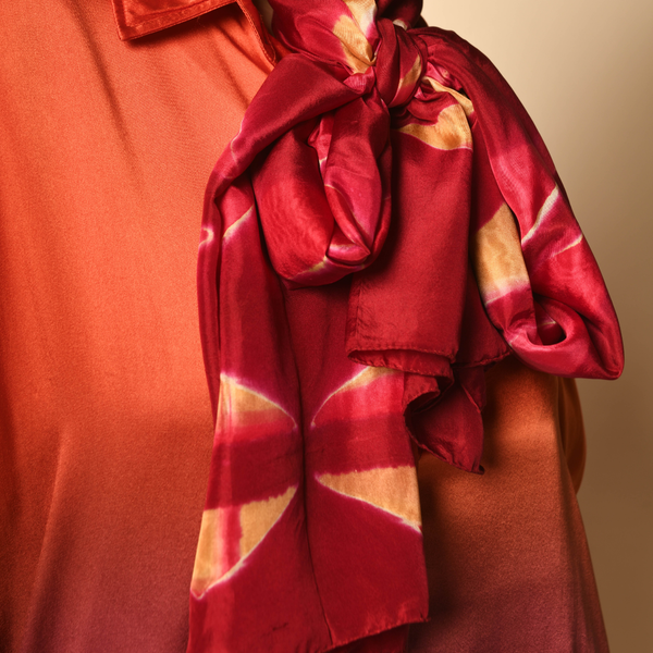 Silk Shibori Scarf — Red