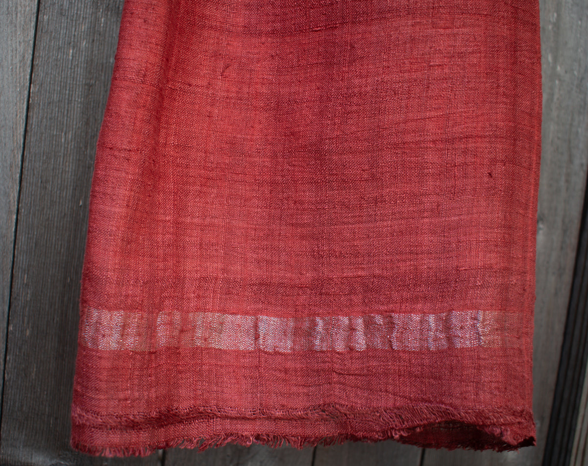 Matka Peace Silk Scarf — Madder — texture detail
