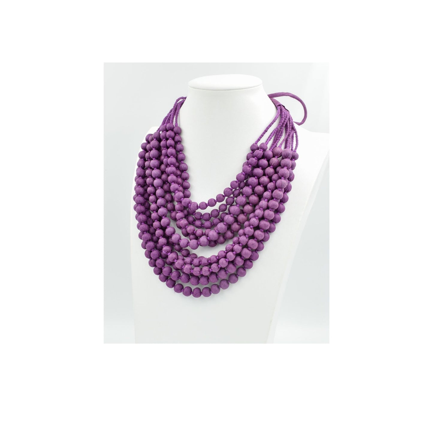 Sari Silk Bead Necklace, 12-String — Muted Magenta
