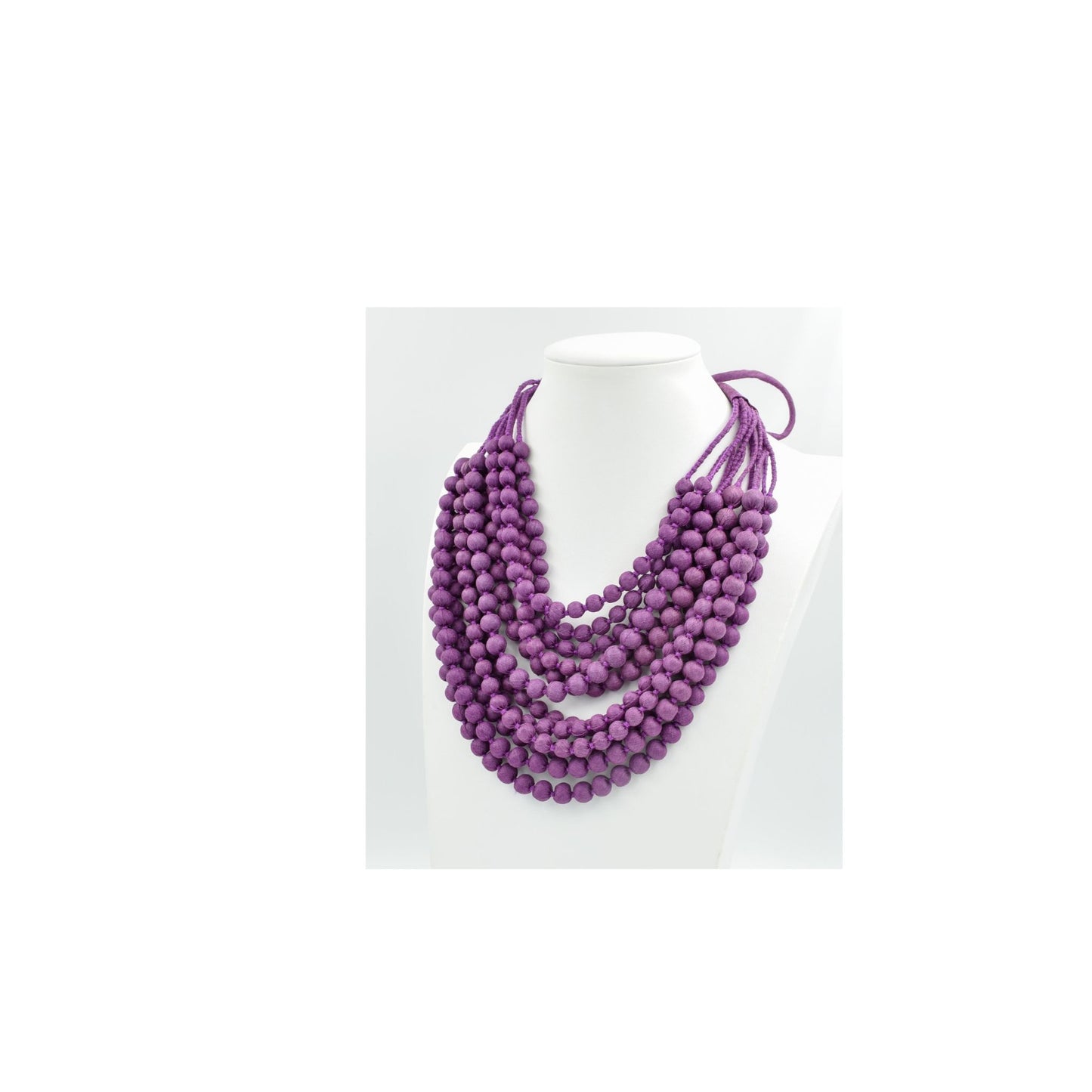 Sari Silk Bead Necklace, 12-String — Muted Magenta