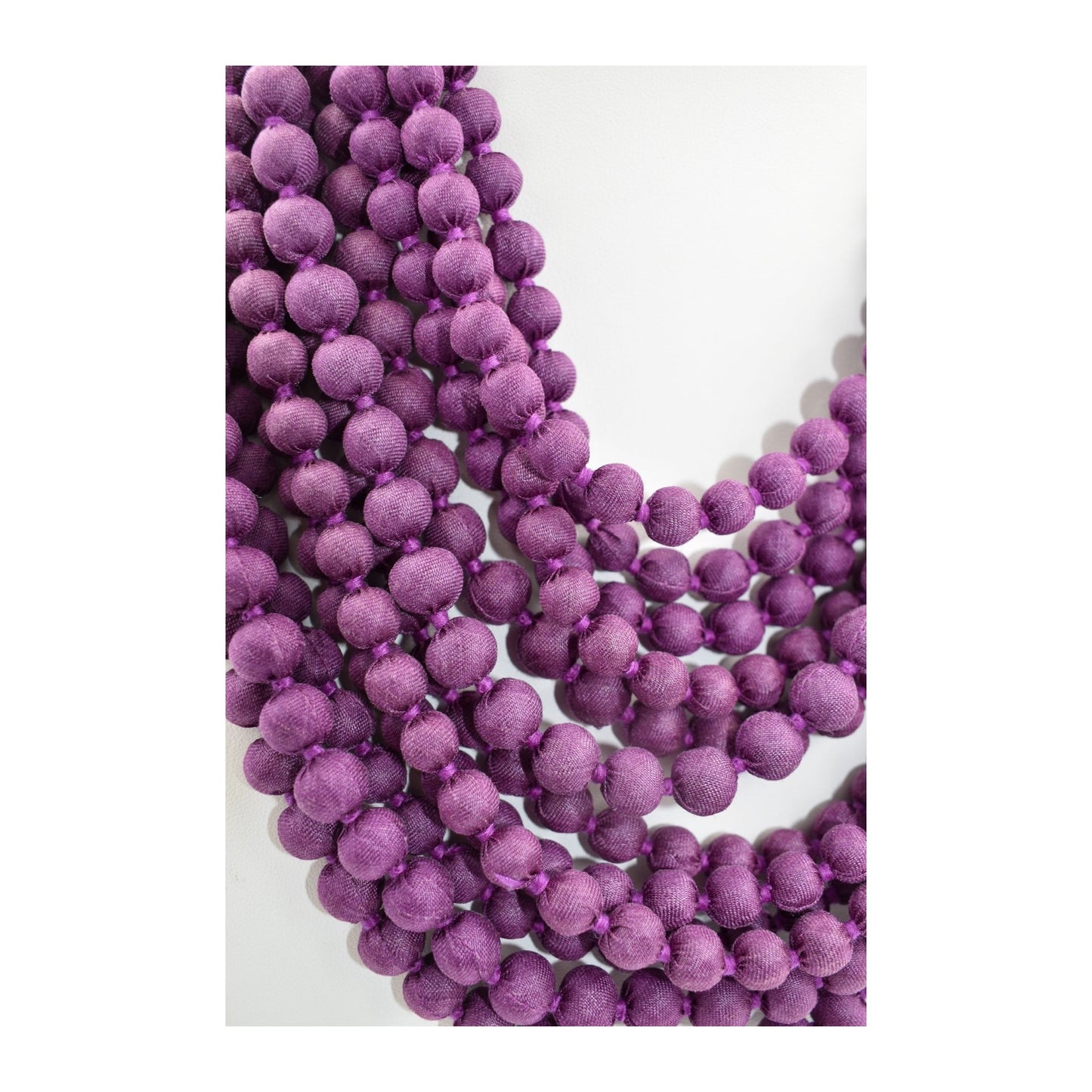 Sari Silk Bead Necklace, 12-String — Muted Magenta