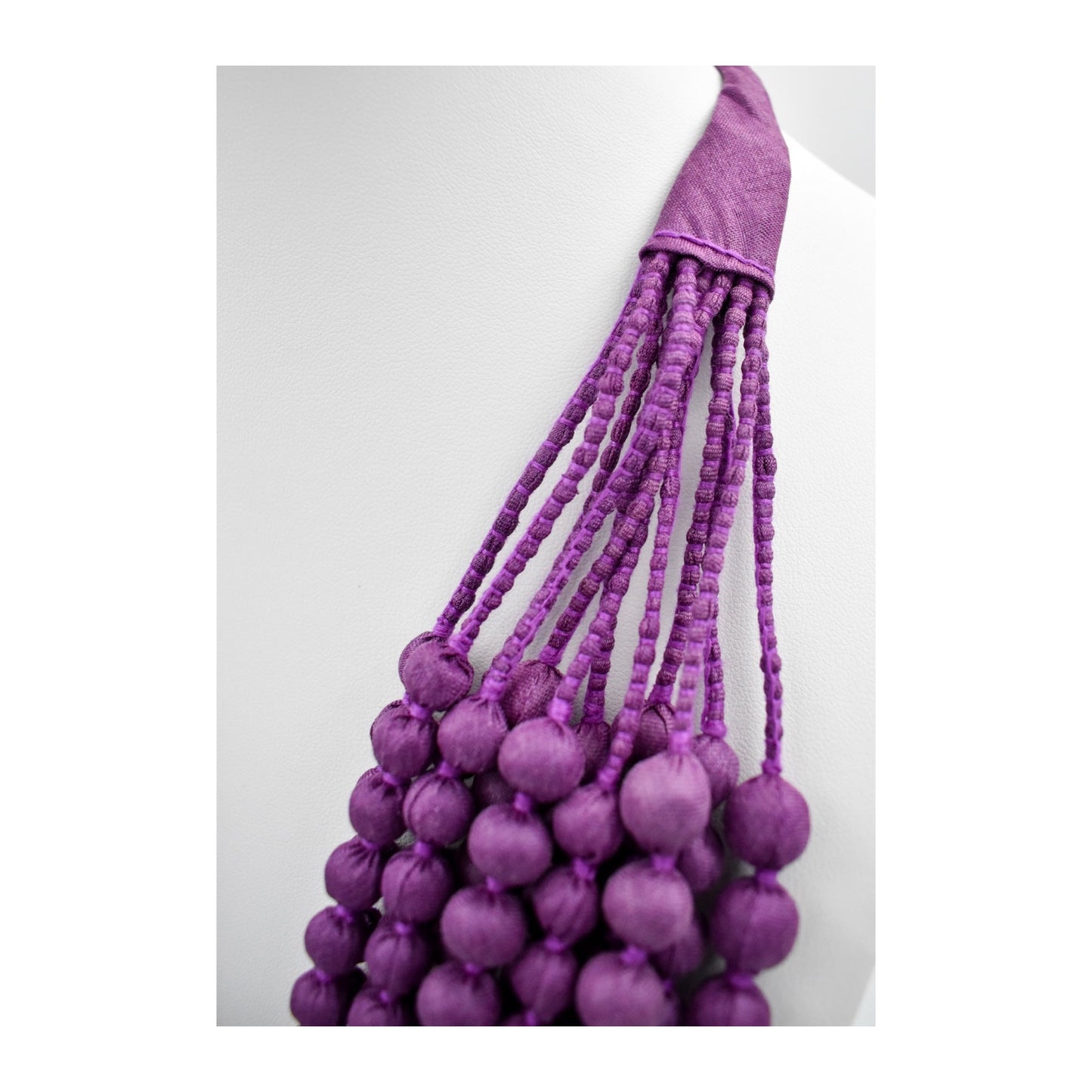 Sari Silk Bead Necklace, 12-String — Muted Magenta