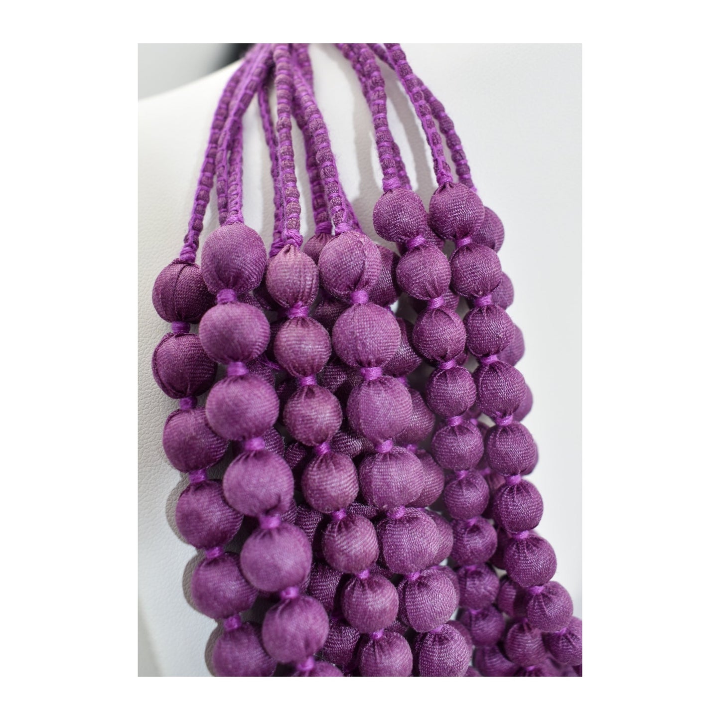 Sari Silk Bead Necklace, 12-String — Muted Magenta