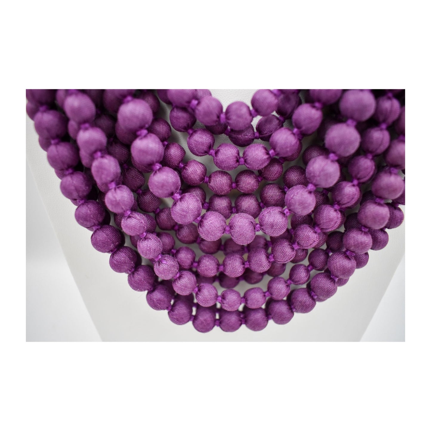 Sari Silk Bead Necklace, 12-String — Muted Magenta