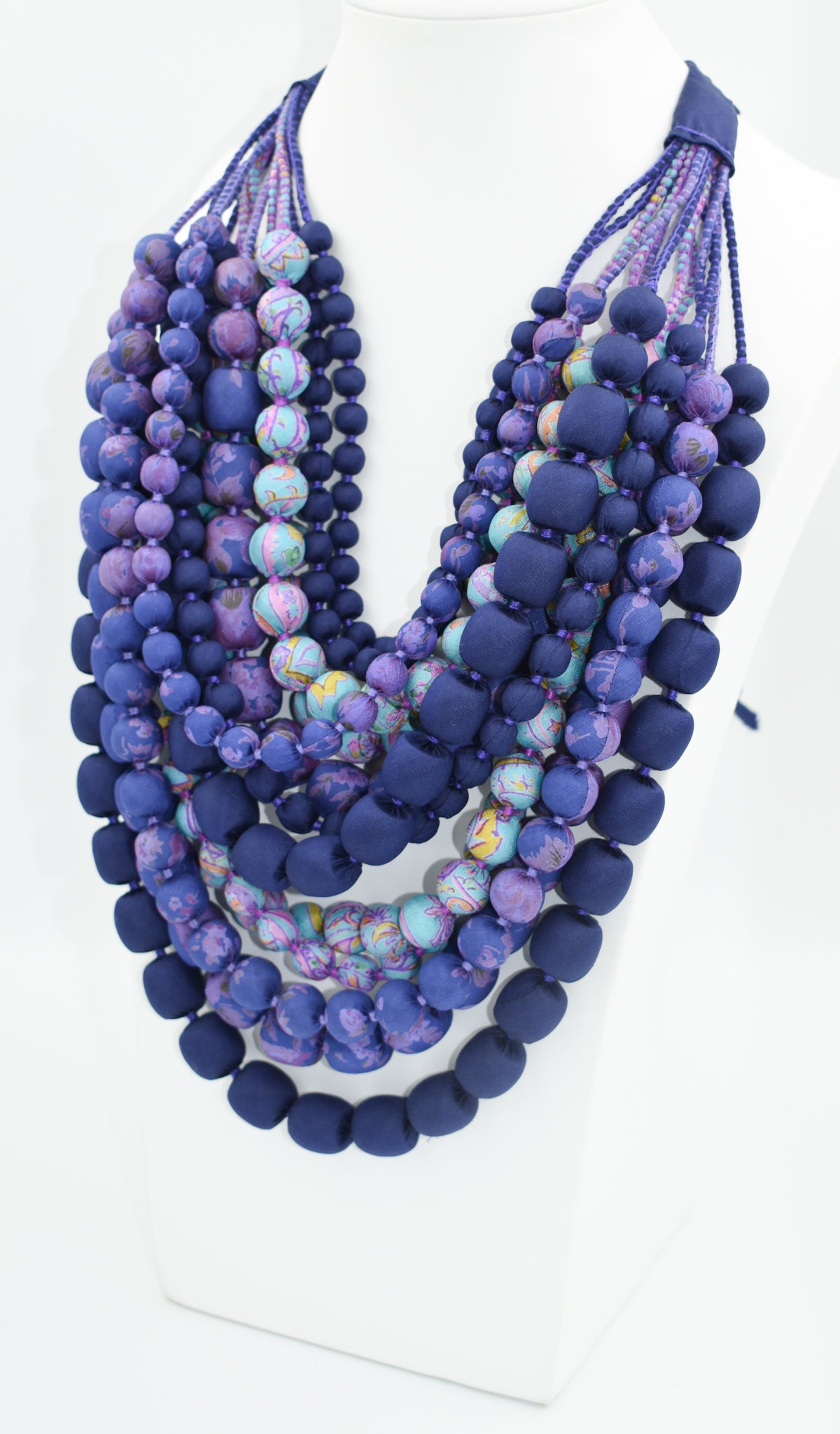 Purple Iris — Sari Silk Necklace, Iris Style — Shades of Purple