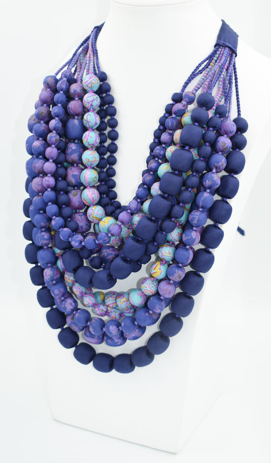 Purple Iris — Sari Silk Necklace, Iris Style — Shades of Purple