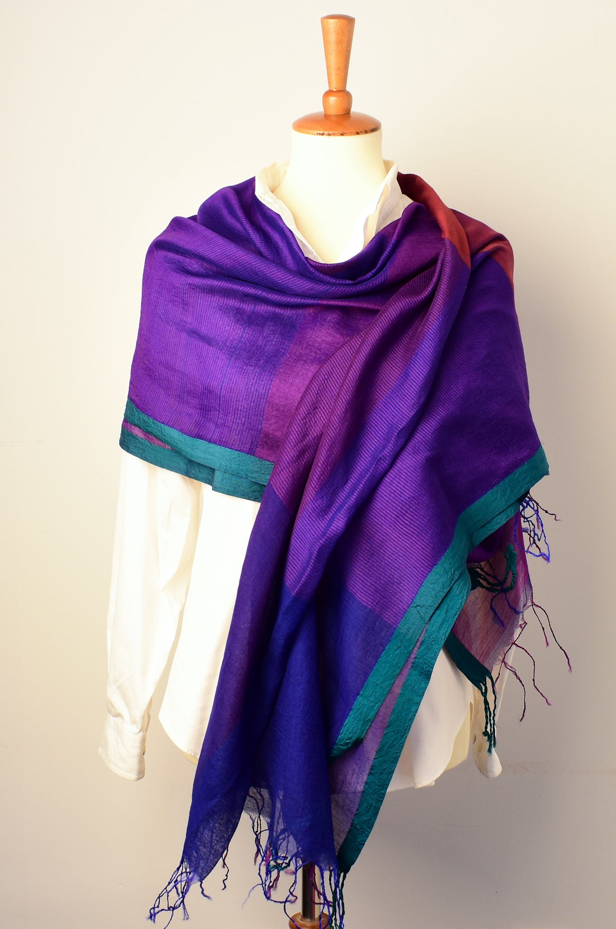 Handwoven Cotton-Silk Scarf — Purple