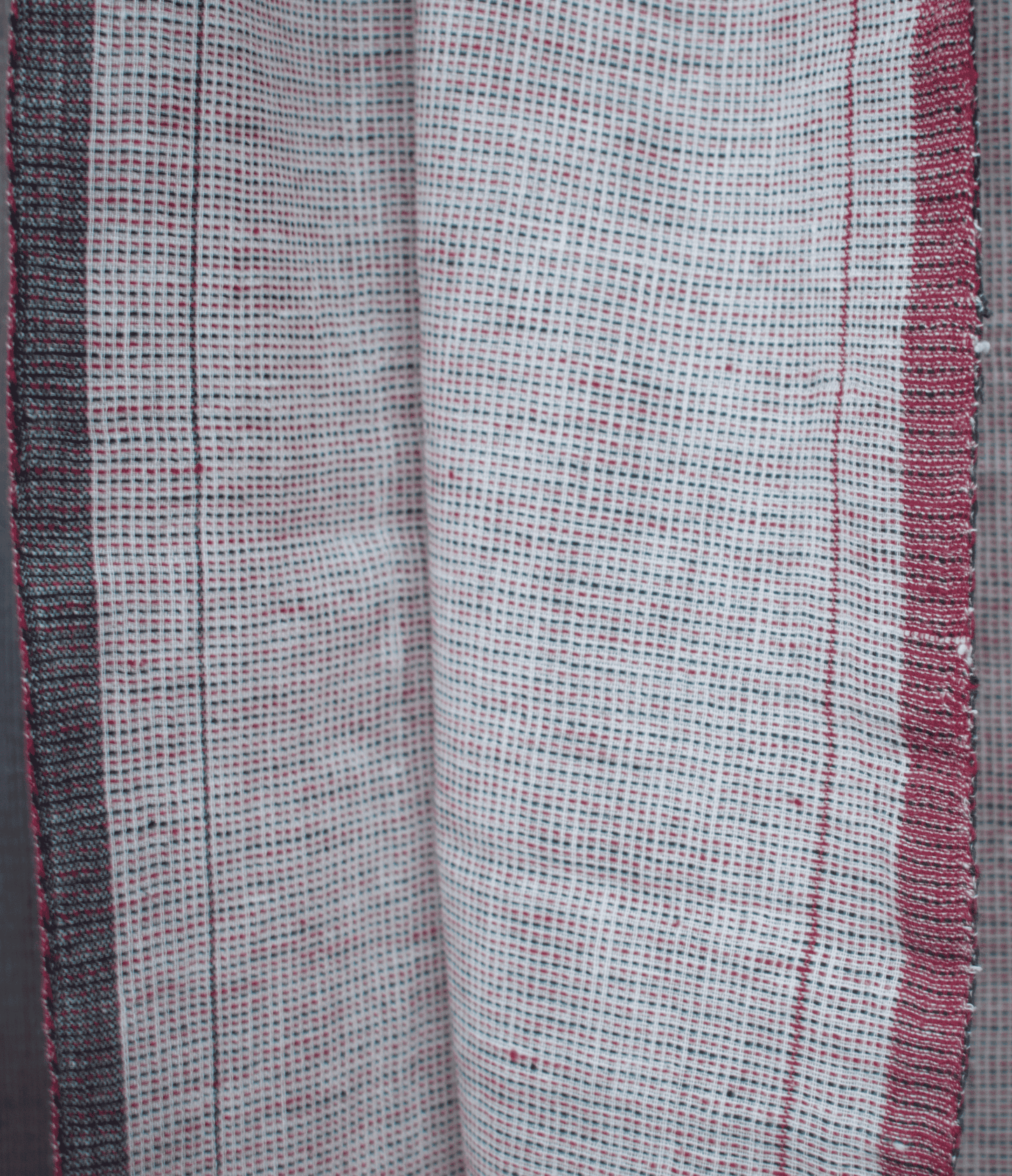 Kala Cotton Scarf — Ecru, Red and Black — draped