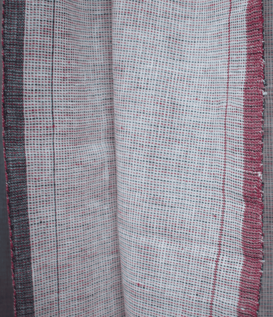 Kala Cotton Scarf — Ecru, Red and Black — draped