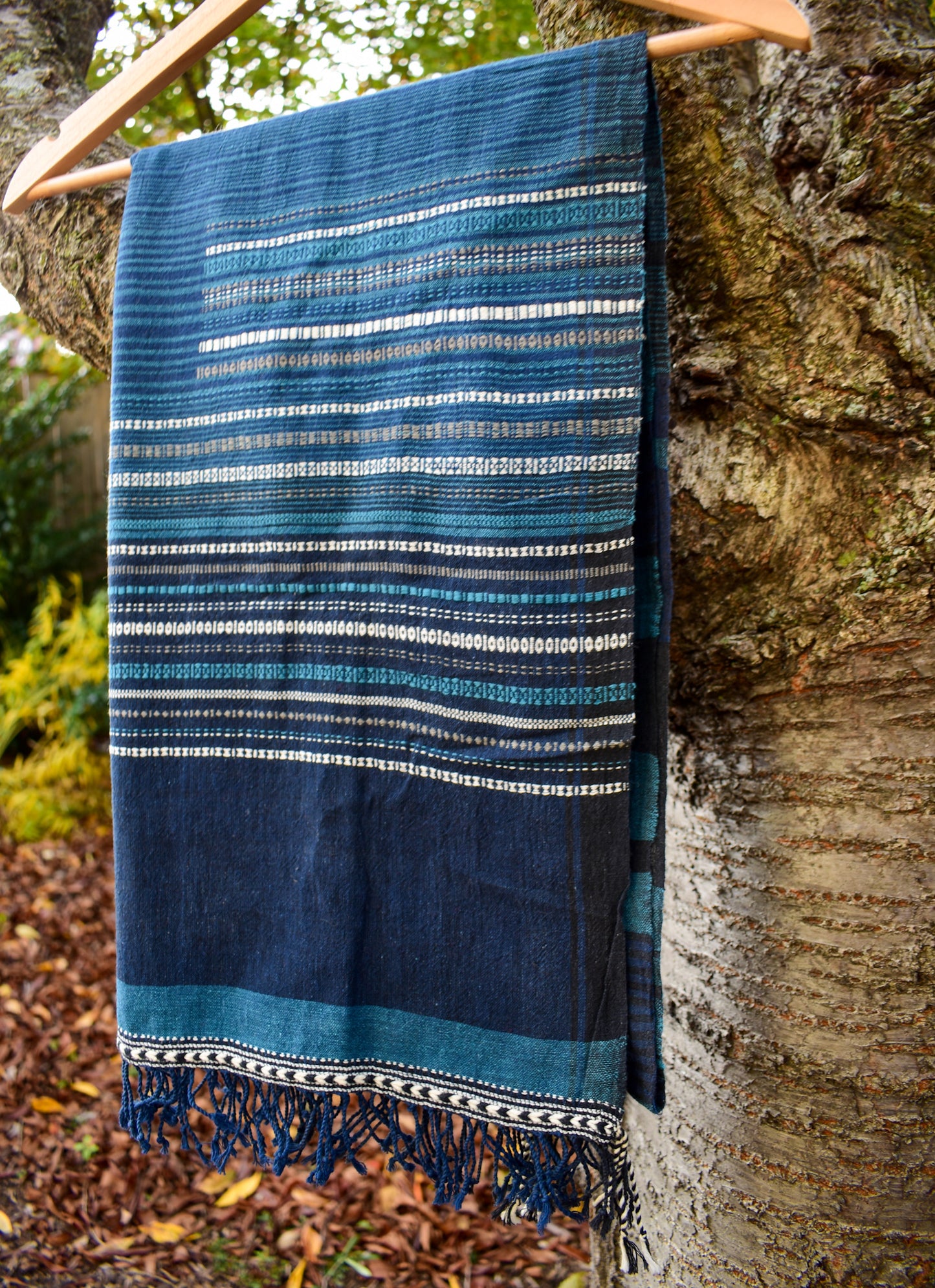 Kala Cotton Scarf — Shades of Blue, Extra Weft