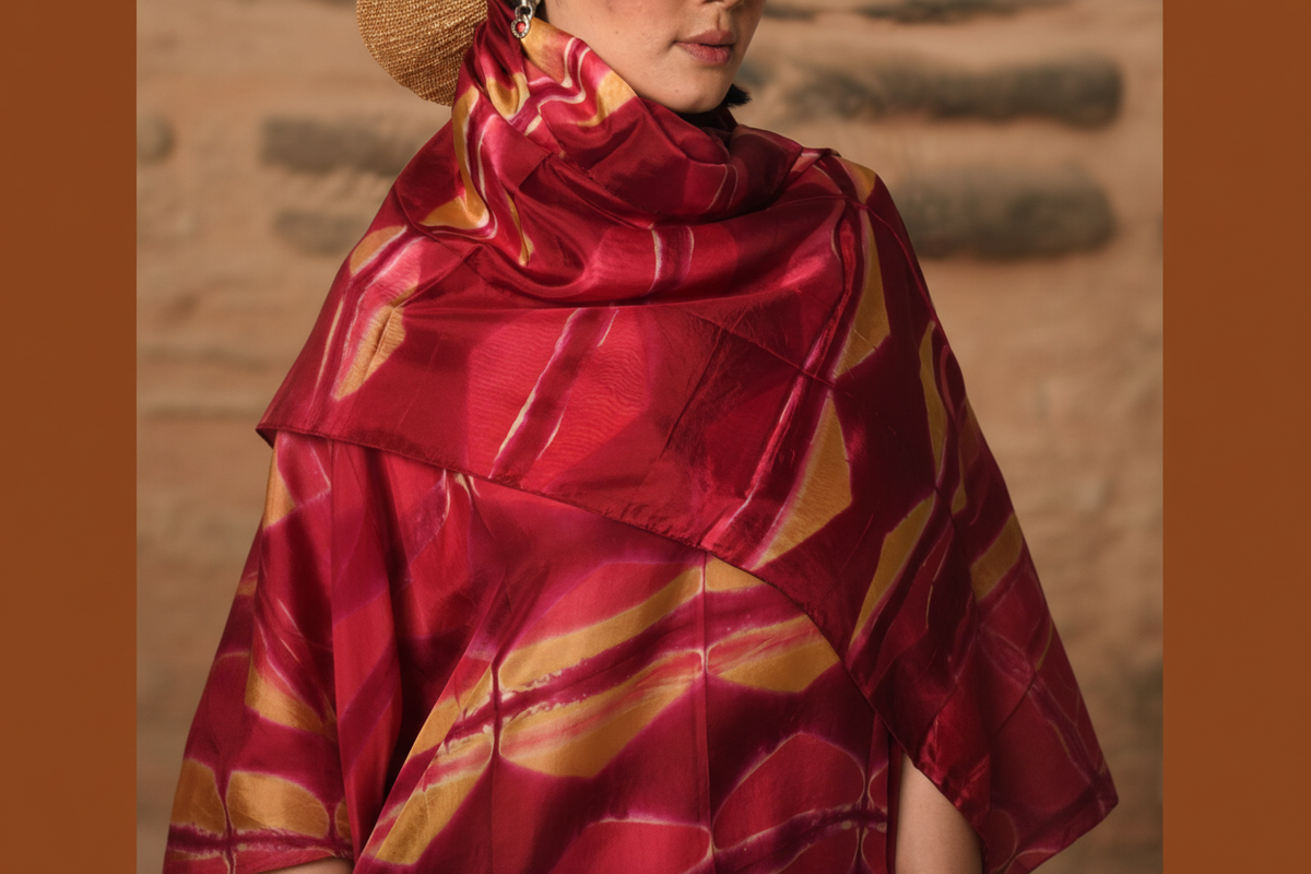 Red shibori scarf cropped landscape