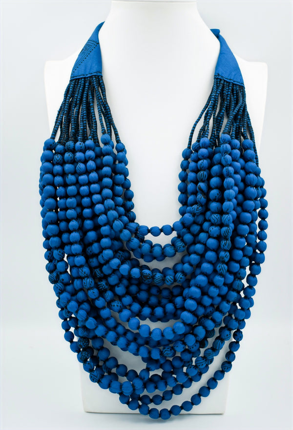 Sari Silk Bead Necklace, 22-String — Deep Teal