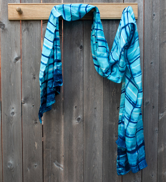 Silk Shibori Scarf — Shades of Blue